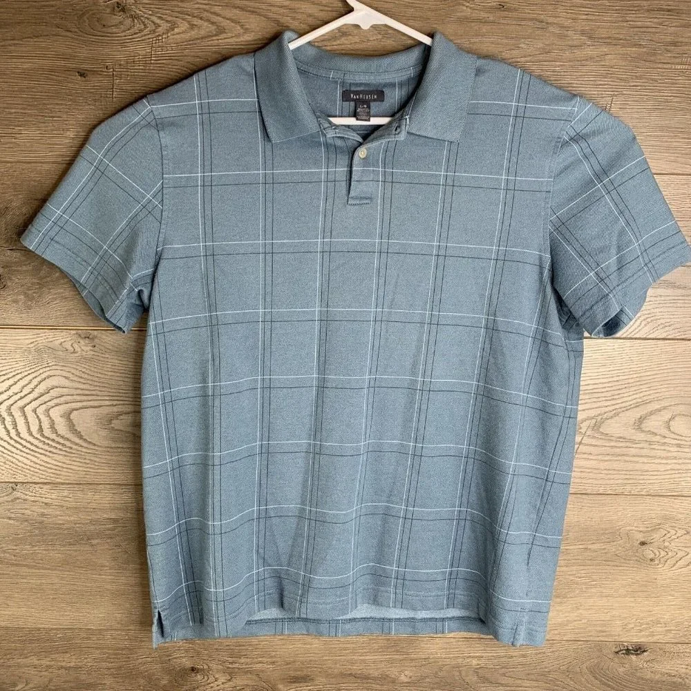 Van Heusen Polo Mens Size L Plaid Short Sleeve Shirts 1 Red & 1 Grey Lot Of 2 - Picture 2 of 15
